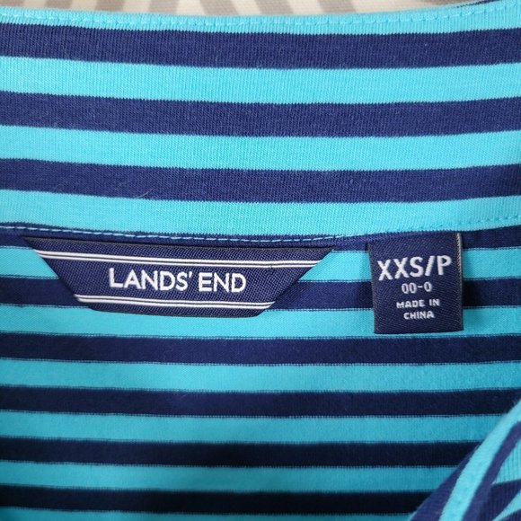 Lands End Shirt Dress Size XXS 00-0 Athleasure Striped Ruffle Hem Stretch Womens - Picture 5 of 6
